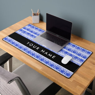 Alfrombrillas De Escritorio Griego Fret Arabesque Blue, Tu Nombre, Personaliza