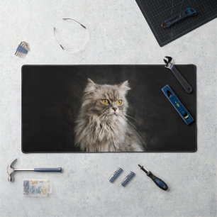 Alfrombrillas De Escritorio Gris Fluffy Cat