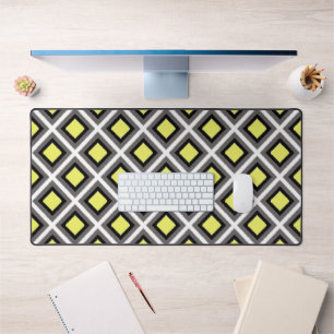 Alfrombrillas De Escritorio Gris oscuro, negro, diamantes de ikat amarillo de 