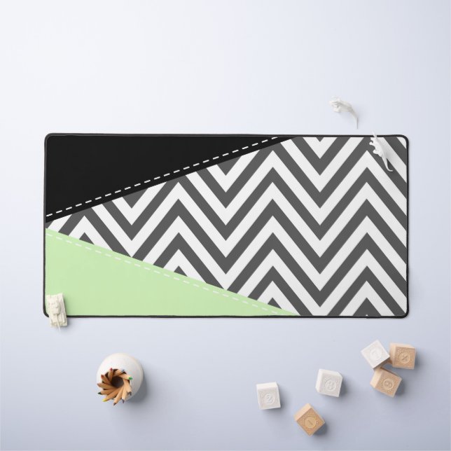 Alfrombrillas De Escritorio Gris Zigzag, Gris Chevron, Zigzag Pattern, Mint (Mesa para niños)