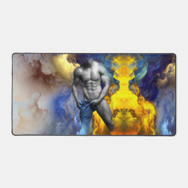 Alfrombrillas De Escritorio Grito de la figura muscular masculina en escala de