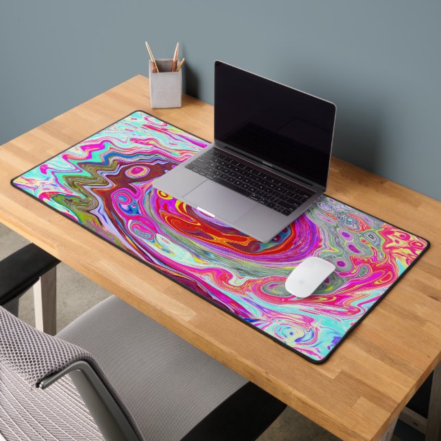 Alfrombrillas De Escritorio Groovy Resumen Retro Pink caliente y Blue Swirl (Oficina 2)