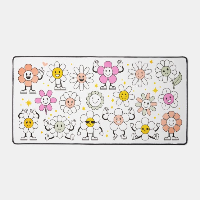 Alfrombrillas De Escritorio Groovy Retro Girly Happy Flower Personalizado (Anverso)
