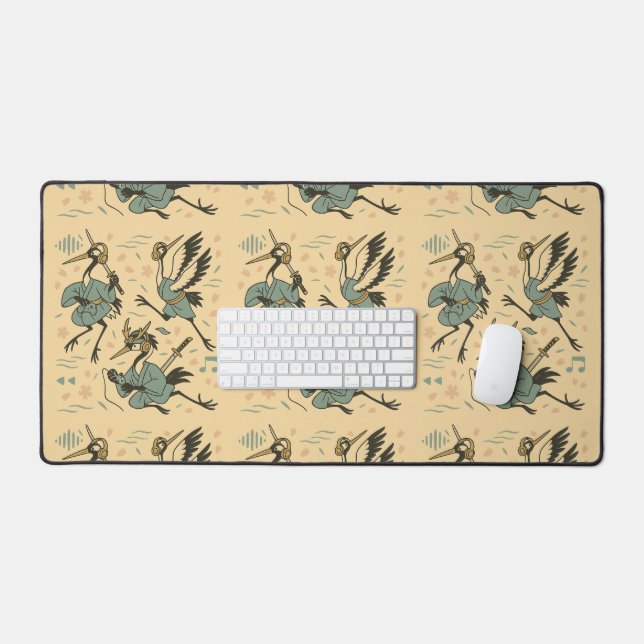 Alfrombrillas De Escritorio Grulla Samurái con Auriculares  (Teclado y ratón)