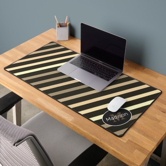 Alfrombrillas De Escritorio Guay sepia marrón rayas retro geométricas Monogram (Oficina 2)