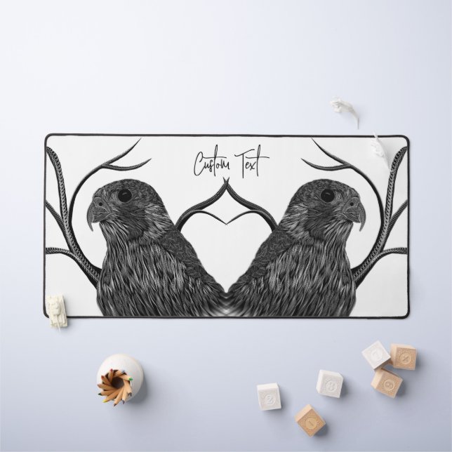Alfrombrillas De Escritorio Halcón peregrino en ramas de árbol con escritura a (Mesa para niños)