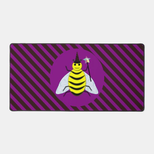 Alfrombrillas De Escritorio Halloween Magic Bee Wizard Purple and Black Stripe (Anverso)