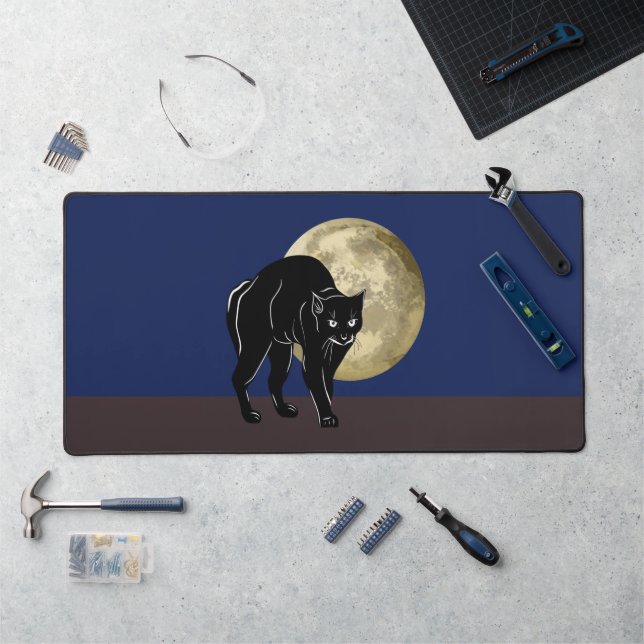 Alfrombrillas De Escritorio Halloween Prowling Black Cat En Una Noche De Luna  (Puesto de trabajo)