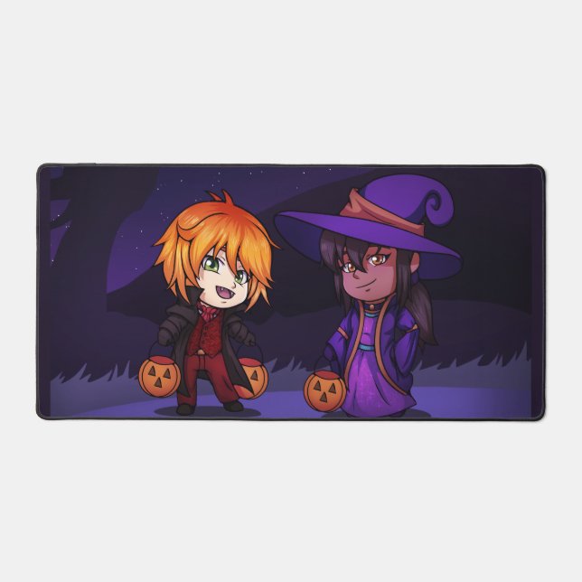 Alfrombrillas De Escritorio Halloween Witch and Vampire Chibi (Anverso)