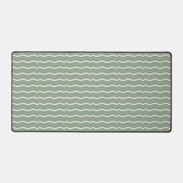 Alfrombrillas De Escritorio Hand-Drawn Wavy Ticking Stripe | Pale Sage (Anverso)