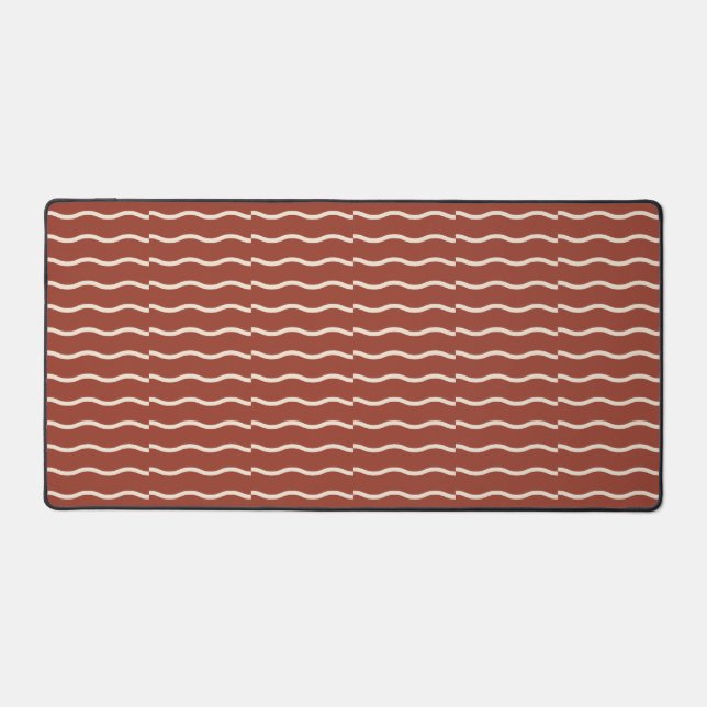 Alfrombrillas De Escritorio Hand-Drawn Wavy Ticking Stripe | Rust Red (Anverso)