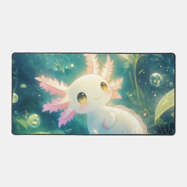 Alfrombrillas De Escritorio Happy Pink Gill Axolotl Glowing Pond (Anverso)