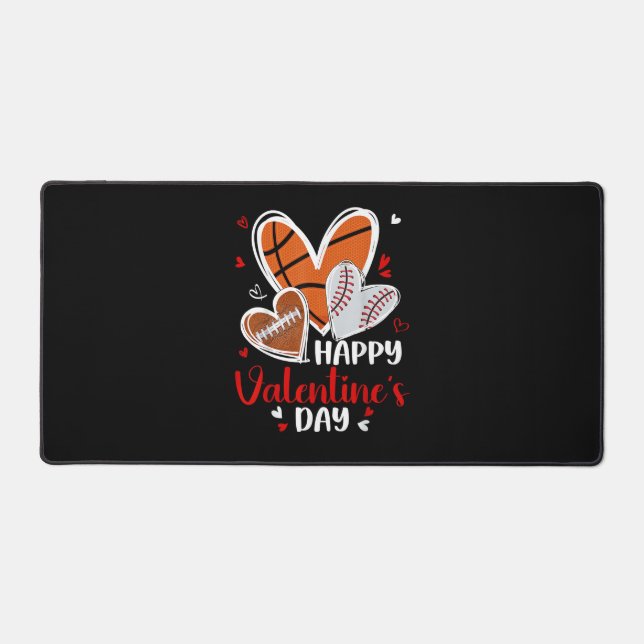 Alfrombrillas De Escritorio Happy Valentine Baseball Football Basketball Heart (Anverso)