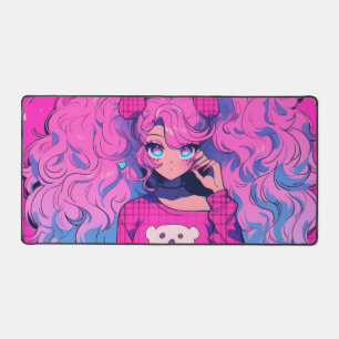Alfrombrillas De Escritorio Harajuku Neon Kawaii Chica con estrellas gemelas