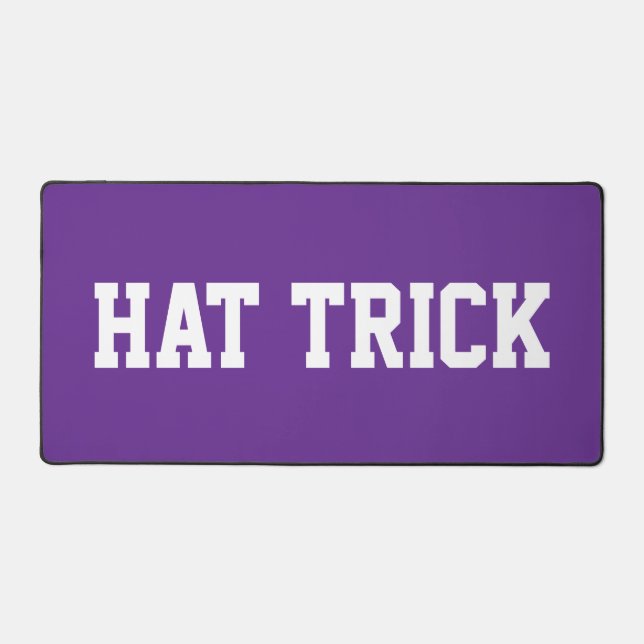 Alfrombrillas De Escritorio HAT TRICK Sporty White Hockey Text On Royal Purple (Anverso)
