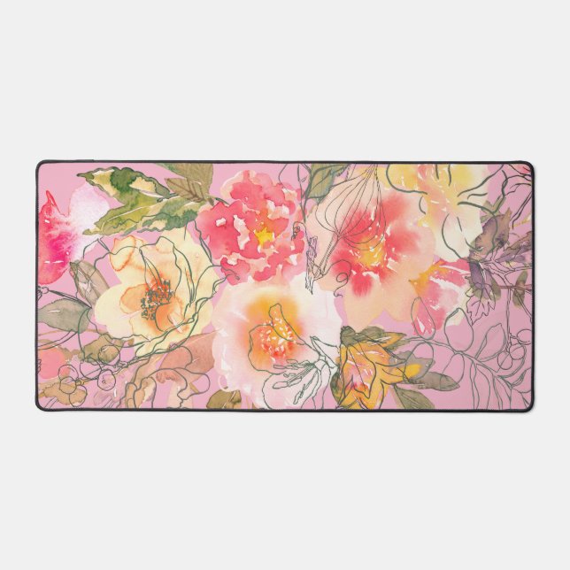 Alfrombrillas De Escritorio Hermosa floral serena rosa y amarilla (Anverso)