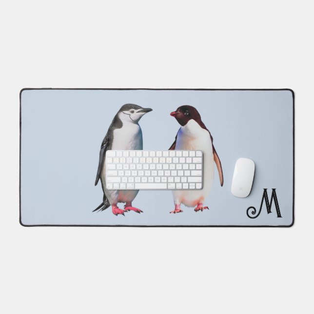 Alfrombrillas De Escritorio Hermosa pareja pingüina y monograma (Teclado y ratón)