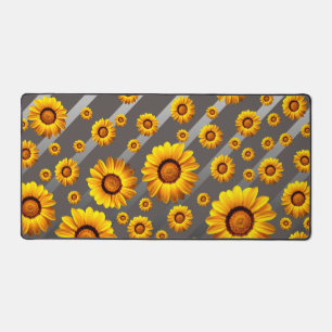 Alfrombrillas De Escritorio Hermosas flores amarillas sobre rayas grises y pla