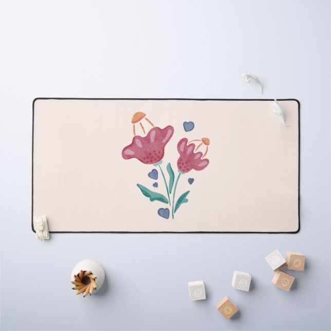 Alfrombrillas De Escritorio Hermosas flores psicodélicas (Mesa para niños)