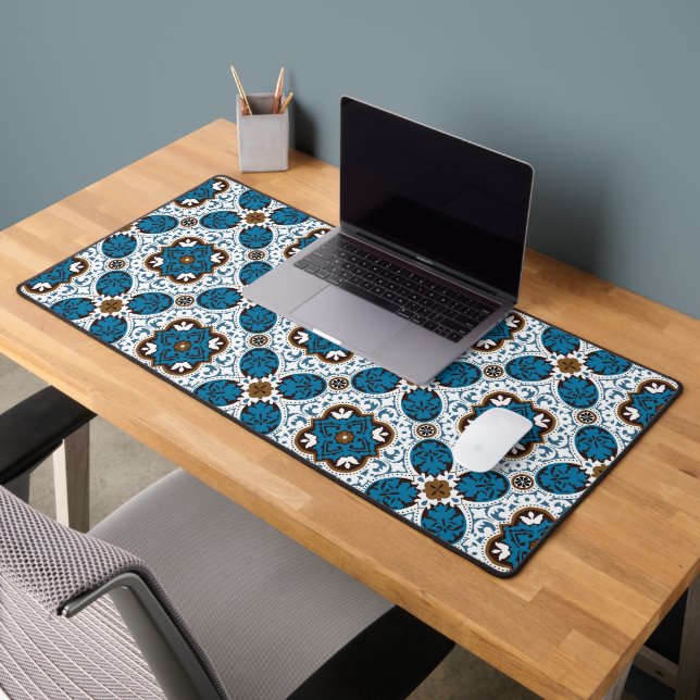 Alfrombrillas De Escritorio 💙 🤎 Hermoso Azulejos turquesa y marrón, (Oficina 2)