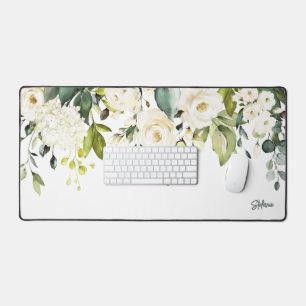Alfrombrillas De Escritorio Hidrangea de color blanco y Rosas personalizados