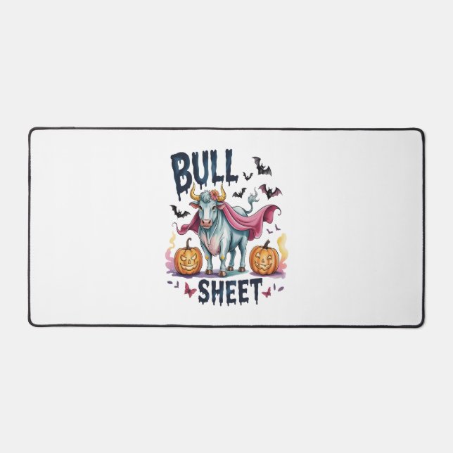 Alfrombrillas De Escritorio Hoja de toros de Halloween, divertida vaca fantasm (Anverso)