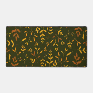 Alfrombrillas De Escritorio Hojas de oro de otoño cálido patrón verde oscuro