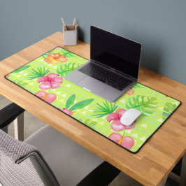 ALFROMBRILLAS DE ESCRITORIO HOJAS TROPICALES Y HIBISCO DE ACUARELA VERDE Y ROJ