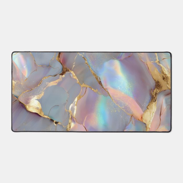 Alfrombrillas De Escritorio Holographic Marble Gold Abstract Art (Anverso)