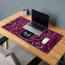 Alfrombrillas De Escritorio Hot pink damascus abstract swirls Custom Monogram