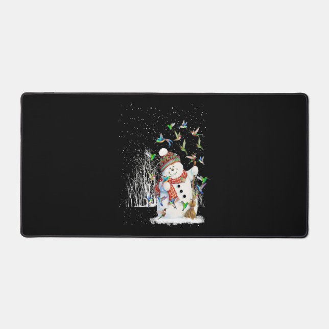 Alfrombrillas De Escritorio Hummingbird Snowman Feliz Navidad (Anverso)
