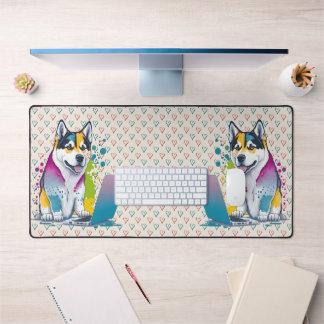 Alfrombrillas De Escritorio Husky Dog Computer Rainbow Watercolor Tech Savvy