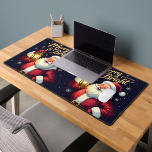 Alfrombrillas De Escritorio Ilustración de Santa Claus alegre sosteniendo una 