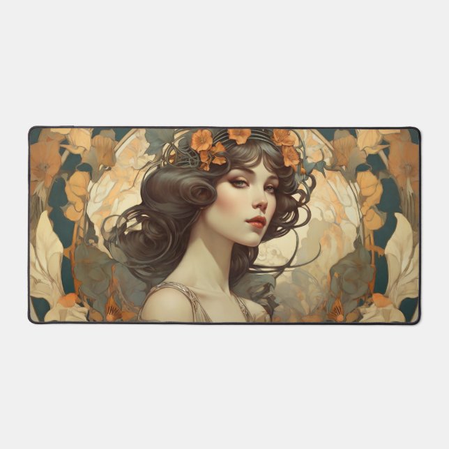 Alfrombrillas De Escritorio Ilustracion femenino con Art Nouveau (Anverso)