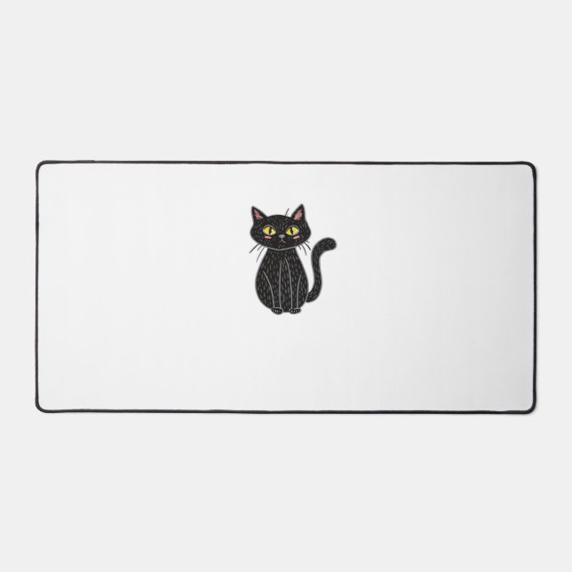 Alfrombrillas De Escritorio Ilustracion Gato Negro, Doodle Cute Cat Classic T- (Anverso)