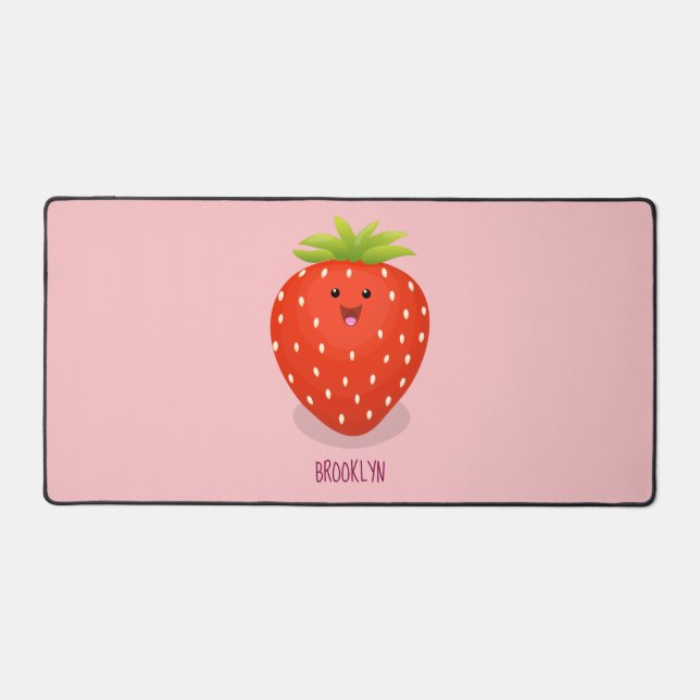 Alfrombrillas De Escritorio Ilustracion personalizado de fresa cute kawaii (Anverso)