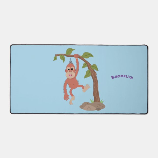 Alfrombrillas De Escritorio Ilustracion personalizado de orangután bebé feliz (Anverso)