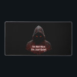 Alfrombrillas De Escritorio I'm Not Nice<br><div class="desc">Make a bold statement without saying a word. This design features a dark, hooded cyber assassin with glowing red circuit runes and the striking quote: "I'm Not Nice I'm Just Quiet." It’s a perfect mix of cyberpunk aesthetics and a gritty, introverted attitude. Designed for those who appreciate minimalist techwear, dark...</div>