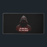 Alfrombrillas De Escritorio I'm Not Nice<br><div class="desc">Make a bold statement without saying a word. This design features a dark, hooded cyber assassin with glowing red circuit runes and the striking quote: "I'm Not Nice I'm Just Quiet." It’s a perfect mix of cyberpunk aesthetics and a gritty, introverted attitude. Designed for those who appreciate minimalist techwear, dark...</div>