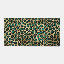 Alfrombrillas De Escritorio Impresión de leopardo glamorosa dorada y teal
