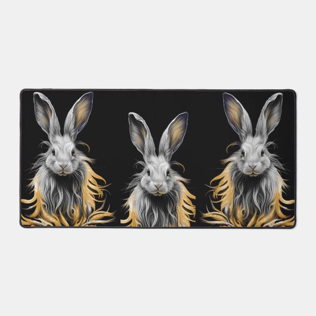 Alfrombrillas De Escritorio Impresionante conejo gris en llamas (Anverso)