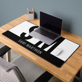Alfrombrillas De Escritorio Iniciales simples en blanco y negro personalizado