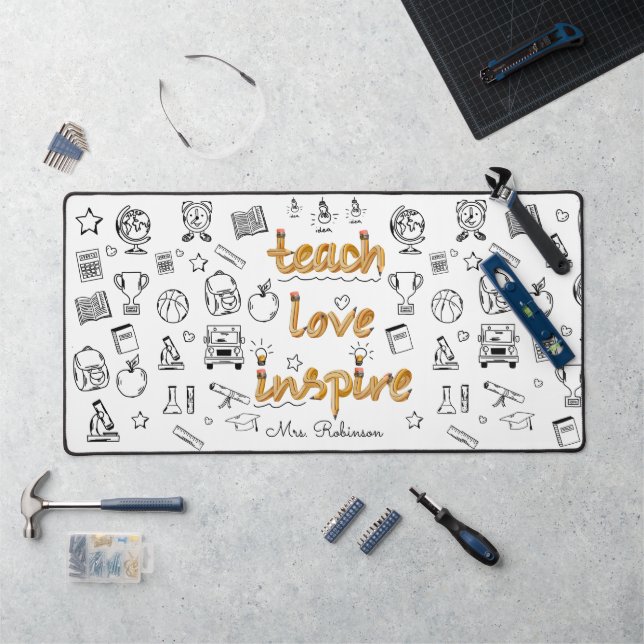 Alfrombrillas De Escritorio Inspirar amor de enseñanza: Doodle moderno persona (Puesto de trabajo)
