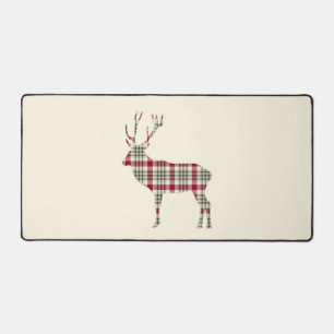 Alfrombrillas De Escritorio Invierno Tartan Plaid Deer Silhouette Desk Mat
