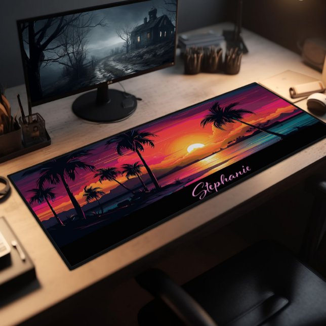 Alfrombrillas De Escritorio Isla Tropical Neon Sunset (Subido por el creador)