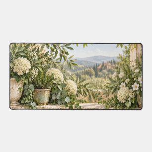 Alfrombrillas De Escritorio Jardín toscano con flores blancas
