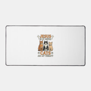 Alfrombrillas De Escritorio Jesús y los Gatos Son Mi Terapia Camiseta Vintage