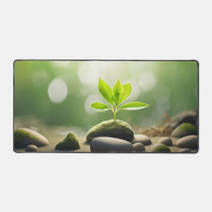 Alfrombrillas De Escritorio Joven planta de agua de guijarros, tranquilidad y