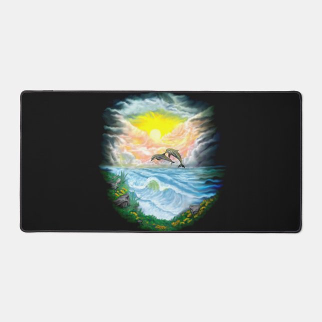 Alfrombrillas De Escritorio Jugando a los delfines al sol (Anverso)