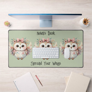 Alfrombrillas De Escritorio Kawaii Boho Owl Ilustracion Green